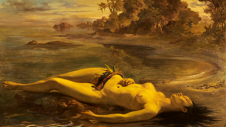 Imagem a partir da tela de Victor Meirelles. Moema, 1866. óleo sobre tela 129 x 190cm. Coleção Masp