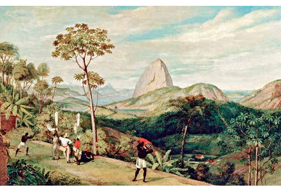 Charles Landseer. Vista do Pão de Açúcar tomada da estrada do Silvestre, c. 1827. Óleo sobre tela.