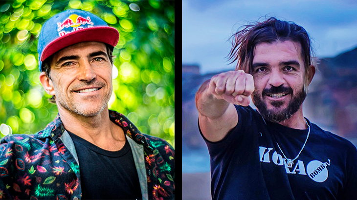 Carlos Burle e Rodrigo Koxa, surfistas de ondas gigantes