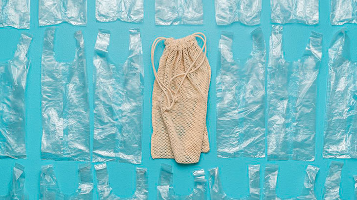 Sacola reutilizável entre sacolinhas plásticas | Foto: Divulgação