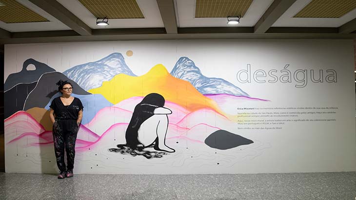 Fachada do mural Deságua feito por Erica Mizutani | Foto: André Yamamoto