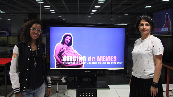 Dandara Magalhães e Michelle Modesto, do #MUSEUdeMEMES no Sesc Belenzinho | Foto: Junior Pacheco