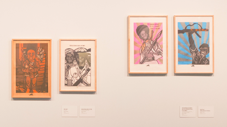 Cartazes de Emory Douglas em exposição no Sesc Pinheiros, em 2017 | Foto: Matheus José Maria
