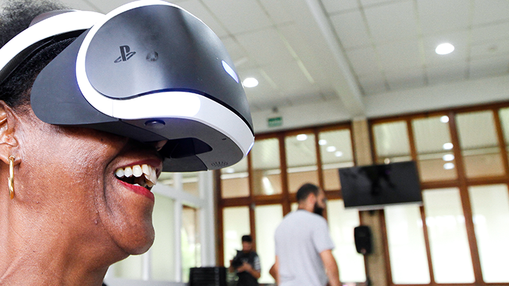 Vivência de realidade virtual em unidade do Sesc | Foto: Anderson Rodrigues