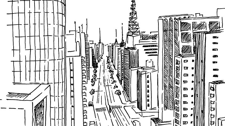 Avenida Paulista. Ilustração Melissa Rudalov