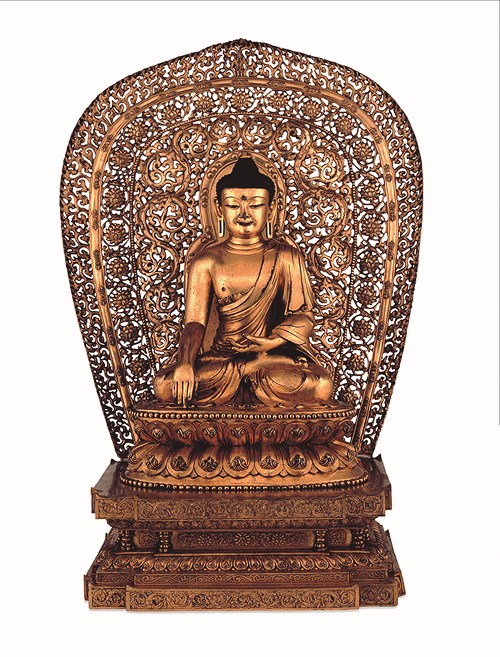 Estatueta em bronze dourado de Saâkyamuni, o Buda histórico