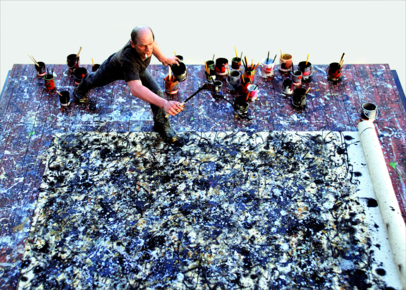 O pintor norte-americano Jackson Pollock, em ação na tela Joe Fig, 2008