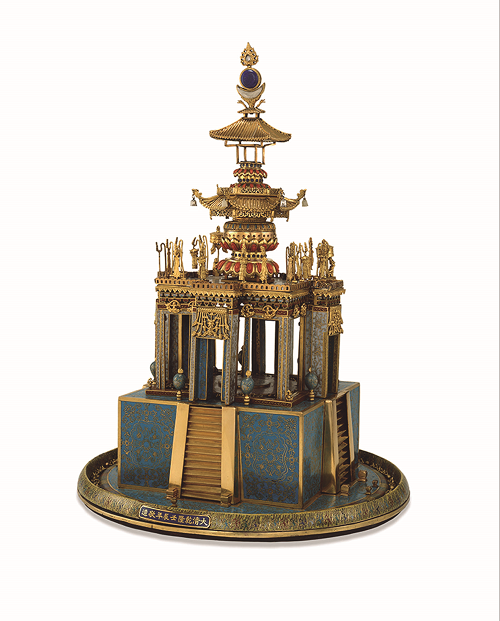 Modelo de edifício em miniatura, representando mandala budista