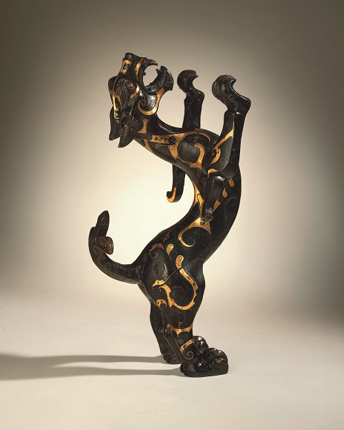 Criatura tigrina em bronze com incrustação
