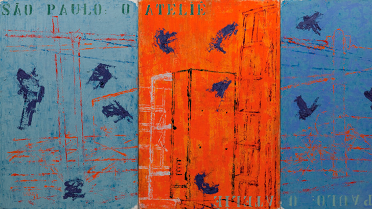 Ateliê expandido. Série O ateliê de São Paulo (2004-2006). Óleo sobre tela. 150 x 300 cm 