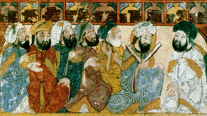 Ilustração de Yahya ibn Mahmud al-Wasiti retirada da Maqamat, de al-Hariri. 1237