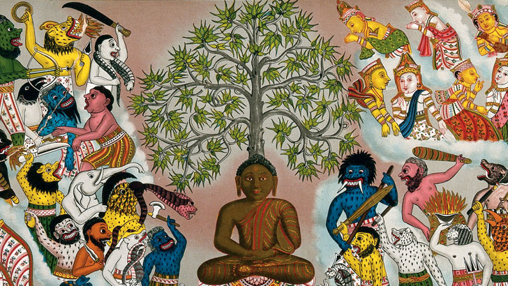 <em>Buda resistindo aos demônios de Mara</em>, séc. XIX