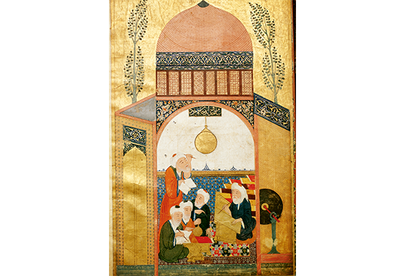 Eruditos no “observatório” de Maragha, no Irã. Miniatura de Shiraz, 1410
